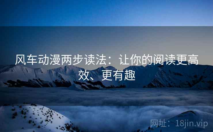 风车动漫两步读法：让你的阅读更高效、更有趣