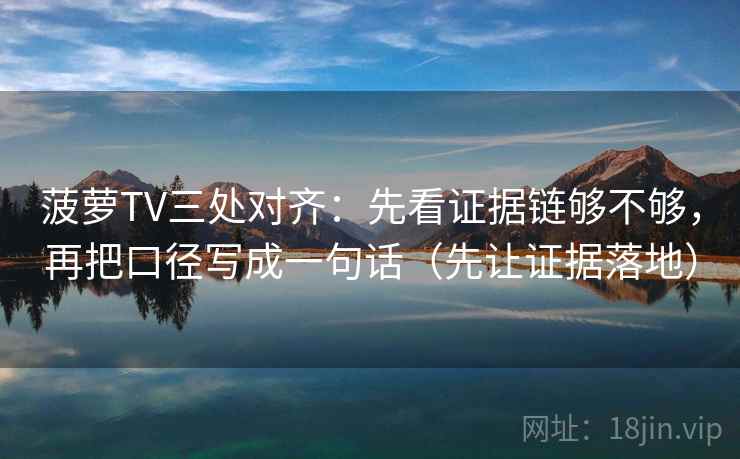 菠萝TV三处对齐：先看证据链够不够，再把口径写成一句话（先让证据落地）